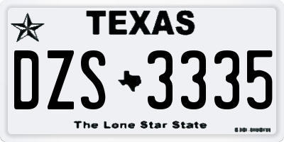 TX license plate DZS3335