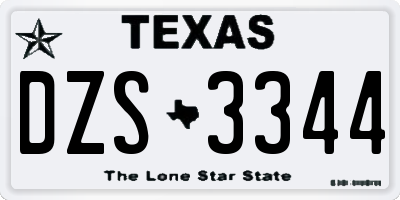 TX license plate DZS3344