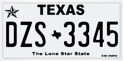 TX license plate DZS3345