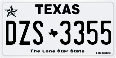 TX license plate DZS3355