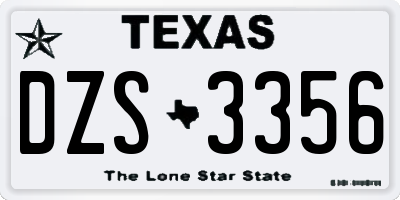TX license plate DZS3356