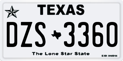 TX license plate DZS3360
