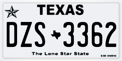 TX license plate DZS3362