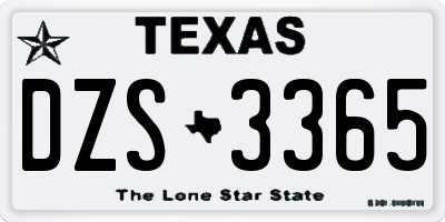 TX license plate DZS3365