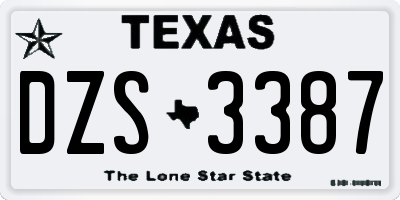 TX license plate DZS3387
