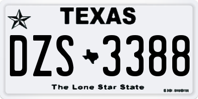 TX license plate DZS3388