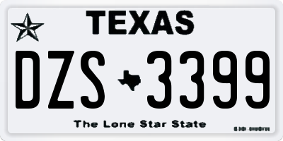 TX license plate DZS3399