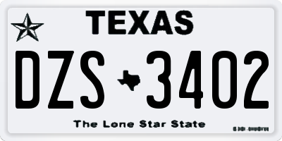 TX license plate DZS3402
