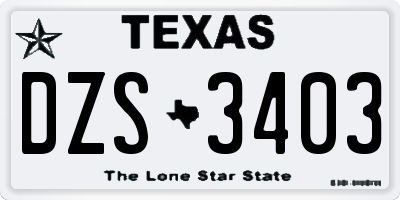 TX license plate DZS3403