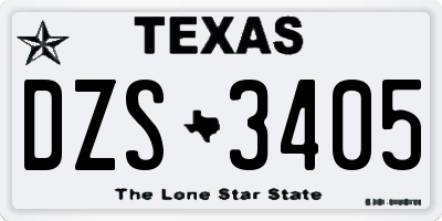 TX license plate DZS3405