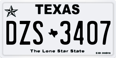 TX license plate DZS3407