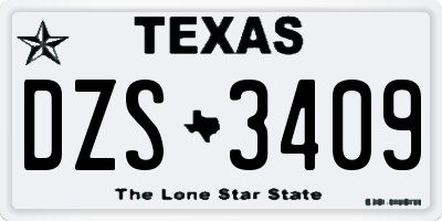 TX license plate DZS3409
