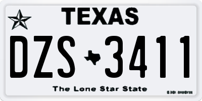 TX license plate DZS3411