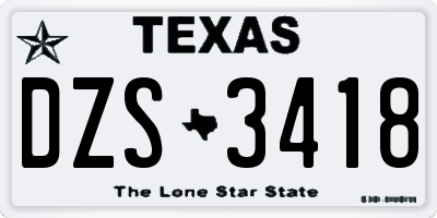 TX license plate DZS3418