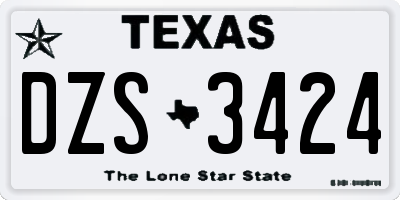 TX license plate DZS3424