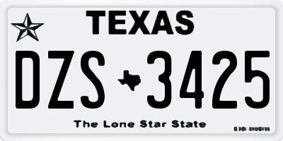 TX license plate DZS3425