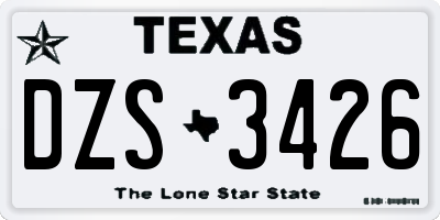 TX license plate DZS3426