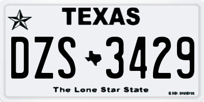 TX license plate DZS3429