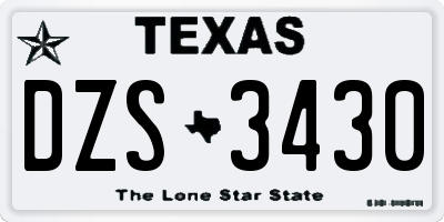 TX license plate DZS3430