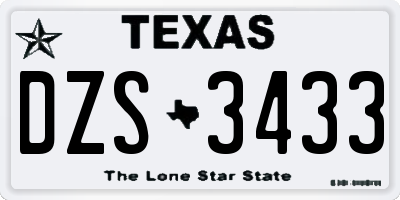 TX license plate DZS3433