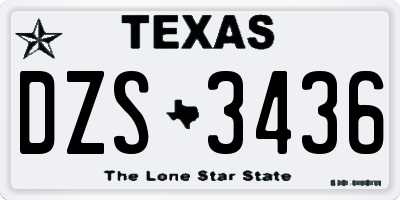 TX license plate DZS3436