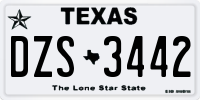 TX license plate DZS3442