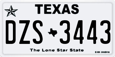 TX license plate DZS3443