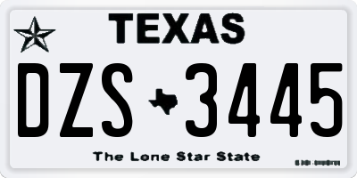 TX license plate DZS3445