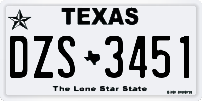 TX license plate DZS3451