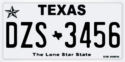 TX license plate DZS3456