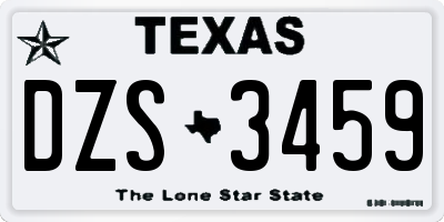 TX license plate DZS3459