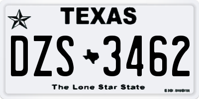 TX license plate DZS3462