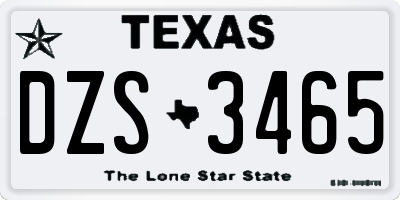 TX license plate DZS3465
