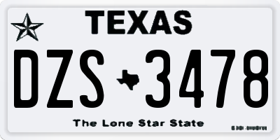TX license plate DZS3478