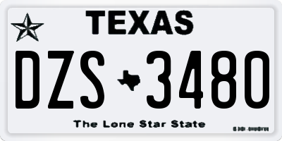 TX license plate DZS3480