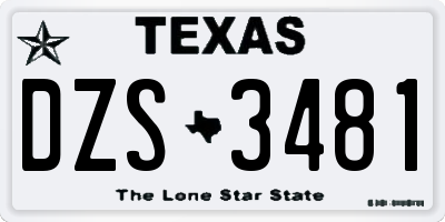 TX license plate DZS3481