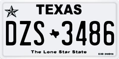 TX license plate DZS3486