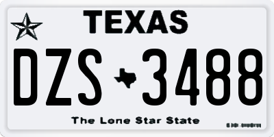 TX license plate DZS3488