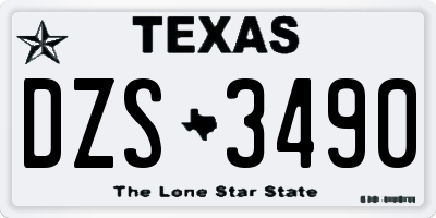 TX license plate DZS3490