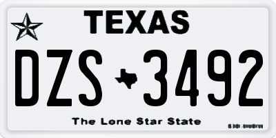 TX license plate DZS3492