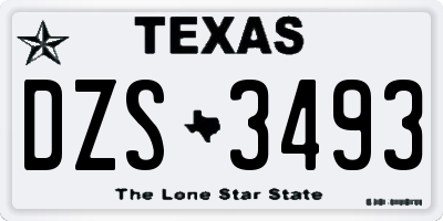 TX license plate DZS3493