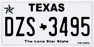 TX license plate DZS3495