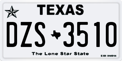 TX license plate DZS3510