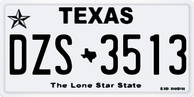 TX license plate DZS3513