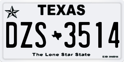 TX license plate DZS3514