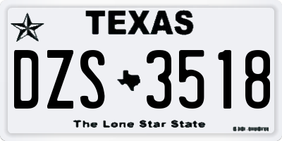 TX license plate DZS3518