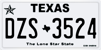 TX license plate DZS3524