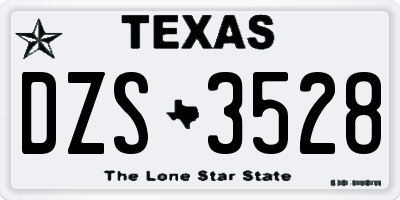 TX license plate DZS3528