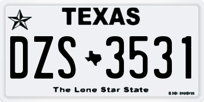 TX license plate DZS3531