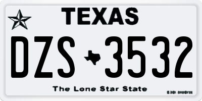 TX license plate DZS3532